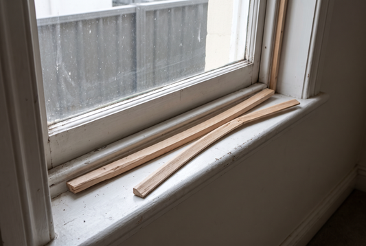 New timber parting bead lengths on the sill of a double hung sash window