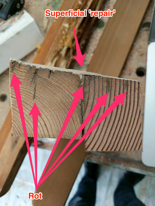 Fixing wood rot in a timber window