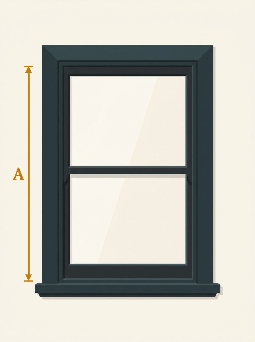 Diagram showing where to measure a sash window for ordering UNIQUE sash balances