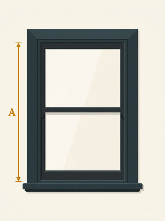 Diagram showing where to measure a sash window for ordering UNIQUE sash balances