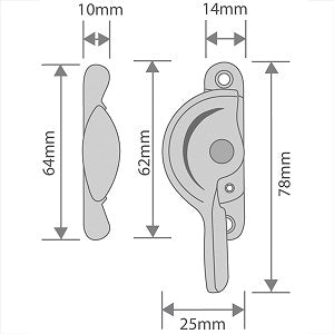 Sash Window Lock (Fitch Fastener) - Narrow